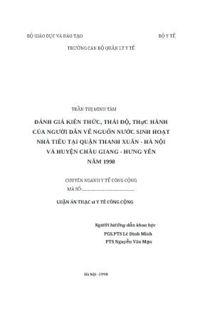 Đánh Giá Kiến Thức và Thái Độ Về Nguồn Nước Sinh Hoạt