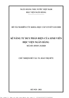 Kỹ Năng Tư Duy Phản Biện Của Sinh Viên Học Viện Ngân
