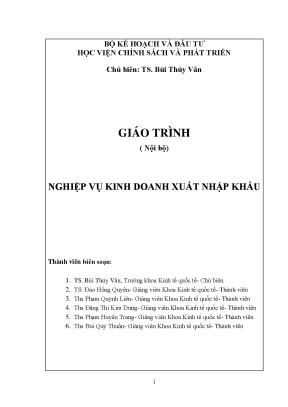 Giáo Trình Nghiệp Vụ Kinh Doanh Xuất Nhập Khẩu của TS.