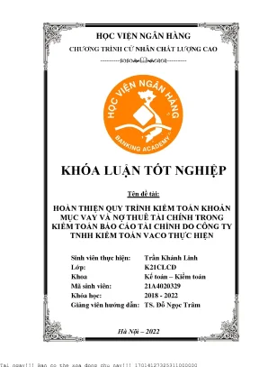 Quy trình kiểm toán khoản vay và nợ thuê tài chính: Nâng
