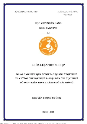 Nâng cao hiệu quả quản lý nợ thuế tại Đồ Sơn - Kiến