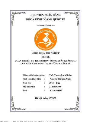 Quản trị rủi ro xuất khẩu gạo Việt Nam sang châu Phi