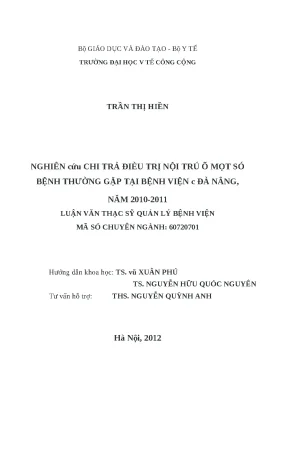 Nghiên cứu chi phí điều trị nội trú tại Bệnh viện C Đà Nẵng