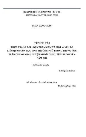 Rối Loạn Trầm Cảm ở Học Sinh THPT Trần Quang Khải: Thực