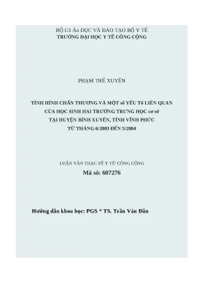 Chấn Thương và Yếu Tố Liên Quan ở Học Sinh Trung Học Tại