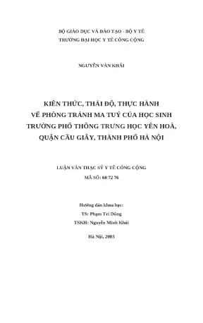 Kiến thức và Thái độ của Học sinh về Phòng Tránh Ma Túy