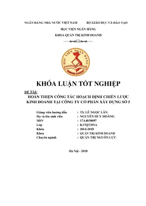 Hoàn Thiện Công Tác Hoạch Định Chiến Lược Kinh Doanh Tại