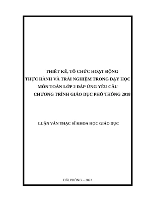 Thiết Kế Hoạt Động Thực Hành Trong Dạy Học Toán Lớp 2