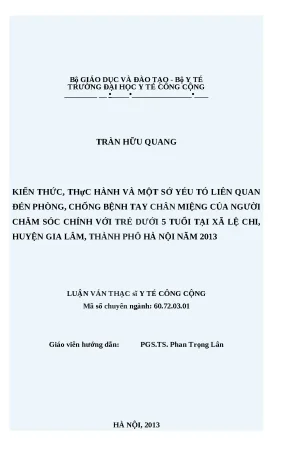 Phòng Chống Bệnh Tay Chân Miệng Cho Trẻ Dưới 5 Tuổi: