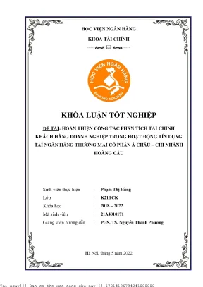 Cải tiến phân tích tài chính doanh nghiệp trong tín dụng