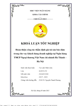 Cải tiến quy trình thẩm định giá tài sản bảo đảm cho vay