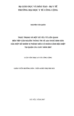 Tiếp cận thông tin sức khoẻ sinh sản cho vị thành niên