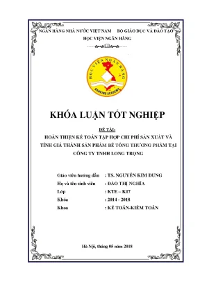 Hoàn thiện kế toán chi phí sản xuất và tính giá thành
