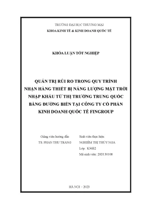 Quản Trị Rủi Ro Nhập Khẩu Thiết Bị Năng Lượng Mặt Trời