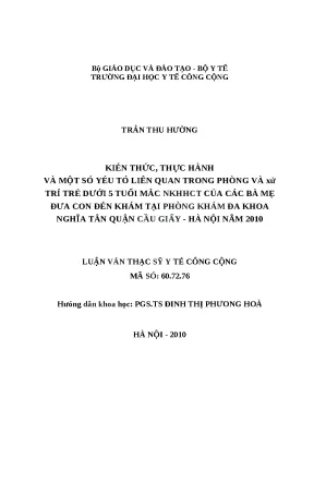 Kiến thức và thực hành phòng ngừa nhiễm khuẩn hô hấp cấp