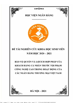 Bảo vệ quyền và lợi ích hợp pháp của khách hàng cá nhân trước tội phạm công nghệ cao trong hoạt động của các ngân hàng thương mại việt nam