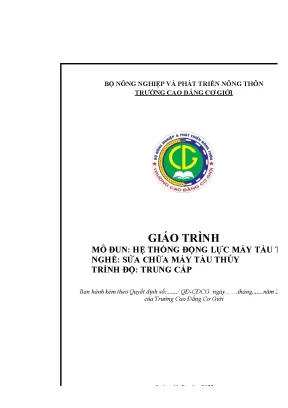Giáo Trình Hệ Thống Động Lực Máy Tàu Thủy: Đào Tạo Kỹ 