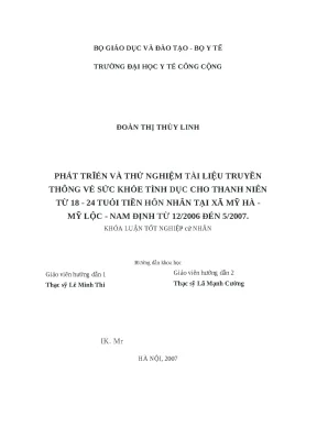 Phát triển tài liệu truyền thông sức khỏe tình dục cho