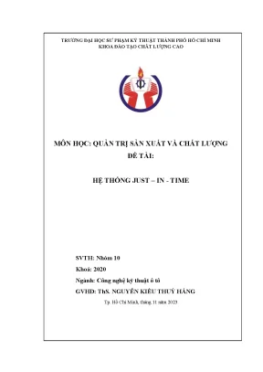 Hệ Thống Just-in-Time: Nghiên Cứu và Ứng Dụng Trong Công