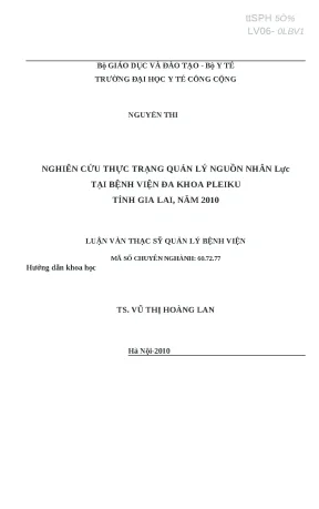 Nghiên cứu quản lý nguồn nhân lực tại Bệnh viện Đa khoa