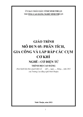 Giáo Trình Mô Đun 05: Phân Tích, Gia Công và Lắp Ráp Cụm 
