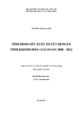 Tình Hình Sốt Xuất Huyết Dengue Tỉnh Khánh Hòa Giai Đoạn