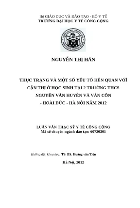 Cận Thị Ở Học Sinh: Thực Trạng Và Yếu Tố Liên Quan Tại