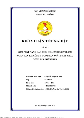 Nâng cao hiệu quả sử dụng tài sản ngắn hạn tại Công ty