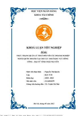 Quản Lý Thuế Doanh Nghiệp Ngoài Quốc Doanh Tại Sông Công