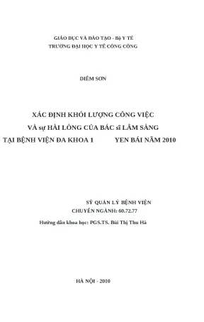 Khối lượng công việc và sự hài lòng của bác sĩ lâm sàng