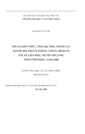 Kiến thức và Thực hành Phòng Chống Bệnh Tả của Người Nội