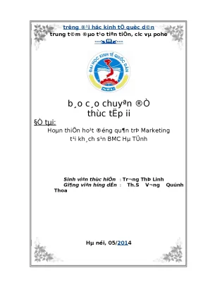Cải thiện quản trị marketing tại khách sạn BMC Hà Tĩnh