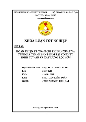 Hoàn Thiện Kế Toán Chi Phí Sản Xuất Tại Công Ty TNHH Tư