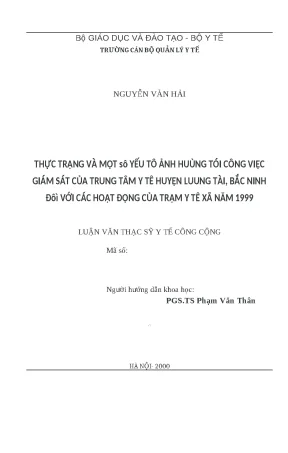 Thực trạng giám sát y tế tại huyện Lương Tài, Bắc Ninh:
