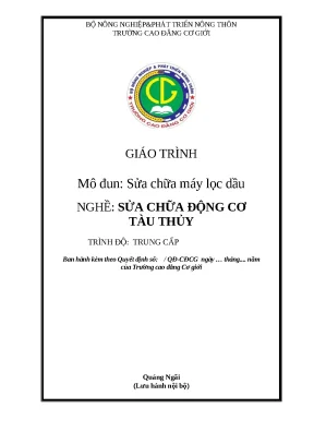 Giáo Trình Sửa Chữa Máy Lọc Dầu Cho Nghề Sửa Chữa Động