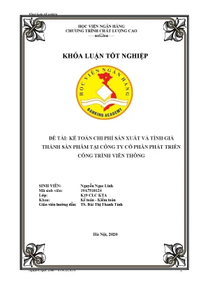 Kế Toán Chi Phí Sản Xuất và Tính Giá Thành Sản Phẩm Tại
