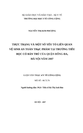 Vệ Sinh An Toàn Thực Phẩm Tại Trường Tiểu Học Quận Đống