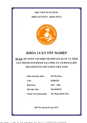 Kế Toán Chi Phí Sản Xuất và Tính Giá Thành Sản Phẩm Tại