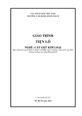 Giáo Trình Cắt Gọt Kim Loại: Mô Đun Tiện Lỗ Tại Trường 