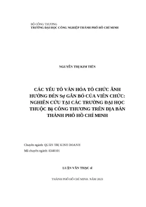 Các yếu tố văn hóa tổ chức ảnh hưởng đến sự gắn bó của