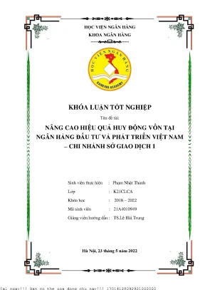 Tăng cường hiệu quả huy động vốn tại BIDV chi nhánh SGD I