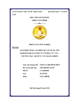 Giải Pháp Nâng Cao Hiệu Quả Sử Dụng Vốn Kinh Doanh Tại