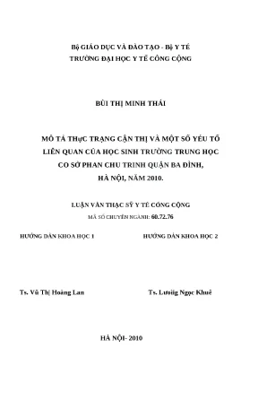 Thực trạng cận thị và yếu tố liên quan ở học sinh trường