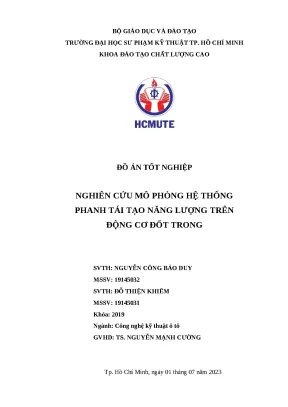 Mô Phỏng Hệ Thống Phanh Tái Tạo Năng Lượng Trên Động Cơ