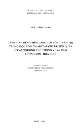 Nghiên cứu tình hình bệnh biến dạng cột sống và cận thị