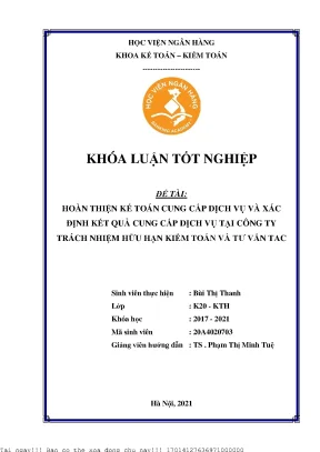 Hoàn thiện kế toán cung cấp dịch vụ tại công ty TNHH