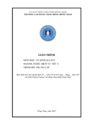Giáo Trình Vệ Sinh Gia Súc Dịch Vụ Thú Y Trung Cấp
