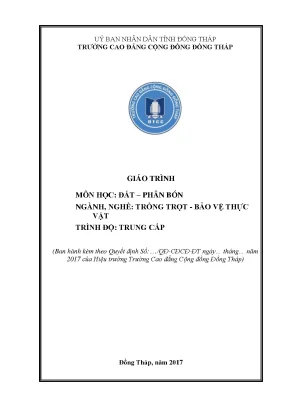 Giáo Trình Đất và Phân Bón cho Nghề Trồng Trọt và Bảo Vệ 