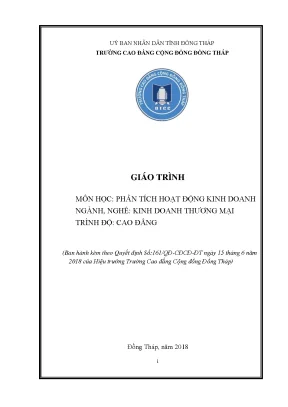 Giáo Trình Phân Tích Hoạt Động Kinh Doanh Nghề Thương