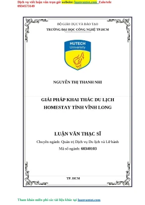 Giải pháp phát triển du lịch homestay tại Vĩnh Long